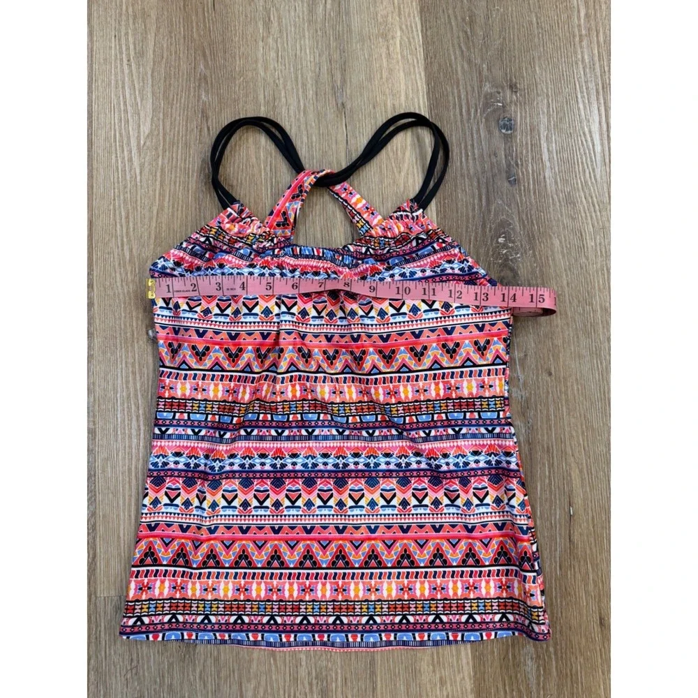 Next Tankini Top Women 32B/C Multi-Color‎ Geometric Tribal Racerback